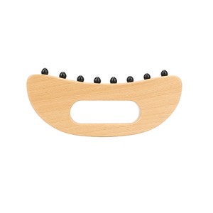 Massaggiatore Portatile per Tutto il Corpo in Cristallo Blu Sodalite e Ossidiana Nera con 8 Nodi Gua Sha e Manico in Legno di Faggio Certificato CE - Product Image 2