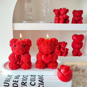 Nouvelle bougie aromatique en forme d'ours rose rouge pour la Saint-Valentin 2026, décoration d'ambiance pour la maison, cadeau pour fille - Product Image 3