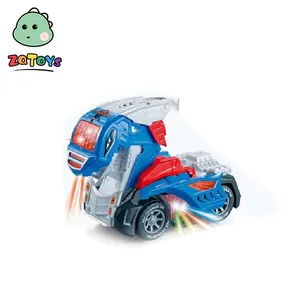 Zhiqu Toys Nuevo producto Transformación Dinosaurio Tanque Luz Música Novedad para niños Coche de juguete eléctrico