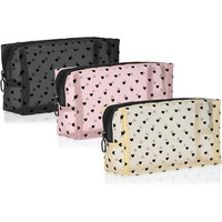 Ensemble de trousses de maquillage tendance en nylon respirant à pois, plusieurs tailles, avec fermeture éclair, pochettes de rangement portables pour le voyage, pour femmes, usage quotidien