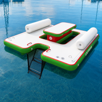 Plateforme flottante gonflable commerciale avec table et échelle pour lac, plage, complexe hôtelier, club nautique