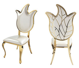 Chaises de mariage en acier inoxydable doré à dossier en forme de flamme royale - Product Image 2