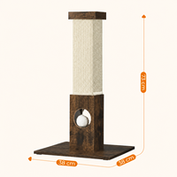 Vente en gros usine : Arbre à chat en bois vintage marron en sisal pour intérieur, avec base large et stable et boule suspendue