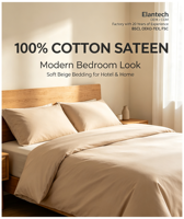 Parure de lit en coton 100% - Housse de couette et drap en coton satiné - Linge de lit en coton