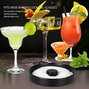 Lot de 2 accessoires de bar écologiques en céramique noire pour cocktails avec motif végétal sur verre à sucre Rimmer - Product Image 3