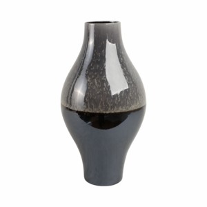 Vaso in ceramica a forma di bulbo per soggiorno, decorazione per la casa, finitura nera lucida, da posizionare su tavolo - Product Image 3