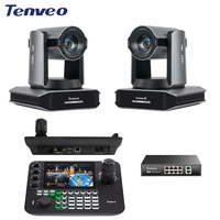 Cámara de Conferencia Tenveo X60 NDI 4K con Seguimiento por IA, Zoom 30X y Pantalla LCD de 7 Pulgadas con 4 Divisiones, Controlador de Joystick 4D, Sistema de Videoconferencia