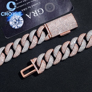 Cadena de eslabones cubanos de moissanita de 18 mm chapada en oro rosa de plata de ley 925 de dos tonos, estilo hip-hop para hombre, joyería Iced Out - Product Image 2