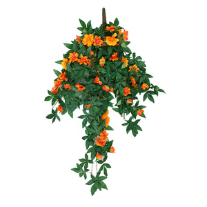 Azalea Artificial Colgante de Pared, Flor de Seda en Cesta Redonda, Decoración Interior para Bodas, 30cm-100cm, Planta Verde Reutilizable - Product Image 5