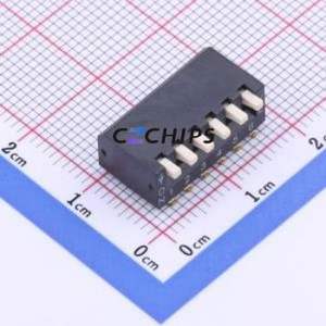 DSPV06LSGET DIP Switch SMD-12P,9x16.6mm Switch Piano Key Single Pole Single Throw 6 2.54mm - Product Image 1