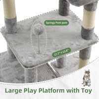 Arbre à chat de 55,1 pouces pour chats d'intérieur, grande plateforme, griffoir multi-niveaux, niche et maisonnette