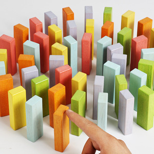 Jeu de Tour de Blocs en Bois <span class=keywords><strong>Montessori</strong></span>, Jeu de Construction Coloré, Jeu de Dominos, Jouet Éducatif Interactif pour Fêtes en Famille - Product Image 3
