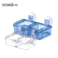 Nouveau bol d'alimentation pour reptiles en plastique GPPS transparent bleu blanc avec ventouses solides pour insectes vivants