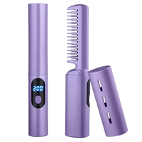 Mini lisseur 2-en-1 en gros avec écran LED, nouveau peigne chauffant sans fil à ions négatifs, alimentation électrique USB