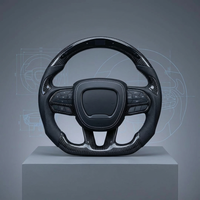 Volant sport personnalisable en fibre de carbone à 3 branches compatible Dodge SRT Hellcat Redeye avec cuir perforé et poignée de 35 mm