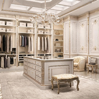 Armoire modulaire DIY en bois massif blanc ivoire de style antique français avec éclairage LED et grande capacité de rangement