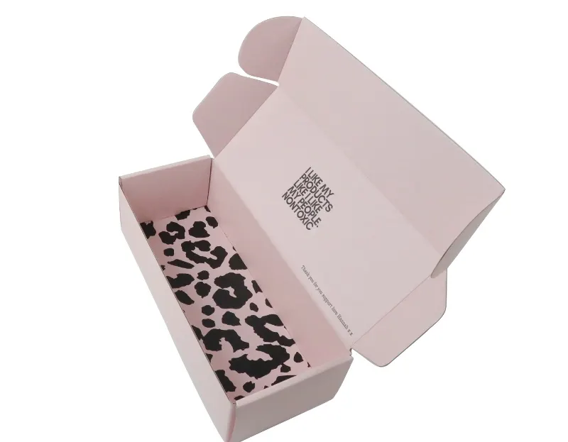 गुलाबी परिधान उपहार बॉक्स बरौनी नालीदार कागज प्रदर्शन पुस्तकों सौंदर्य बॉक्स सौंदर्य प्रसाधन पैकेजिंग लोगो विग मेलर शिपिंग बॉक्स कम मो