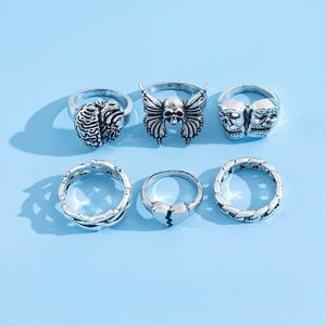 Juego de Anillos Vintage con Diseño de Mariposa y Esqueleto Exagerado para Hombre, Estilo Gótico Punk, con Máscaras de Corazón <span class=keywords><strong>Roto</strong></span>, Joyería de Moda, Regalos - Product Image 4
