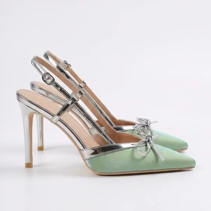 Tacones Finos de Verano, Elegantes Tacones de Satén con Lazo para Mujer, Sandalias de Verano con Punta en Pico y Correa con Hebilla - Product Image 4