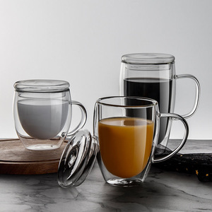 En gros Personnalisé Double Paroi En Verre De Thé Tasse Tasse de Café avec poignée - Product Image 2