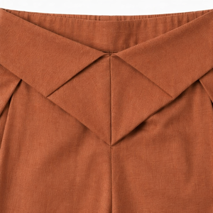 <span class=keywords><strong>Pantaloni</strong></span> Larghi da <span class=keywords><strong>Donna</strong></span> a Vita Alta in Lino <span class=keywords><strong>con</strong></span> Cintura Incrociata Origami, Culotte Corti, Pieghe Profonde, <span class=keywords><strong>Elastico</strong></span> Posteriore - Product Image 4