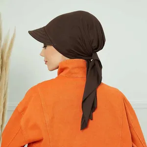 Brede Rand 95 Katoenen Moslim Instant Tulband Motorkap Hoofddoek Islamic Arabische Dames Hoofddeksels Tulband Sjaal Muts