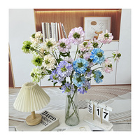 Fleur de Scabiosa artificielle décorative d'extérieur à longue tige bon marché pour la décoration