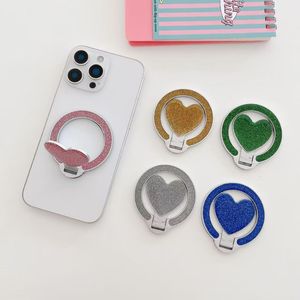 Folding Phone Stand Glitter Heart Ring Buckle For Desktop Office Use Apple iPhone Compatible Plastic Material - Product Image 3