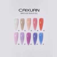 Caixuan NOUVEAU Gel de Construction Brocart 10 Couleurs Gel d'Extension d'Ongles Vente en Gros UV/LED Pot de 50g Gel de Construction Pailleté