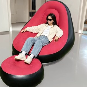 Neuer Aufblasbarer Moderner Minimalistischer Loungesessel für Innen/Außen, Einzelsitz-Sofa mit Flockbeschichtung, Faltbarer Hocker, Kugelförmige Bank - Product Image 1