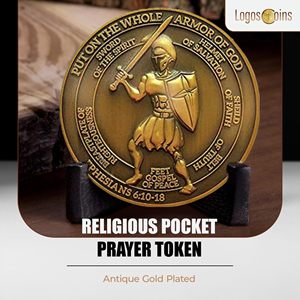 Moneda <span class=keywords><strong>de</strong></span> Desafío Personalizada con la Armadura <span class=keywords><strong>de</strong></span> <span class=keywords><strong>Dios</strong></span>, Moneda <span class=keywords><strong>de</strong></span> Desafío Cristiana Chapada en Oro Antiguo - Monedas Conmemorativas para Coleccionistas - Product Image 4