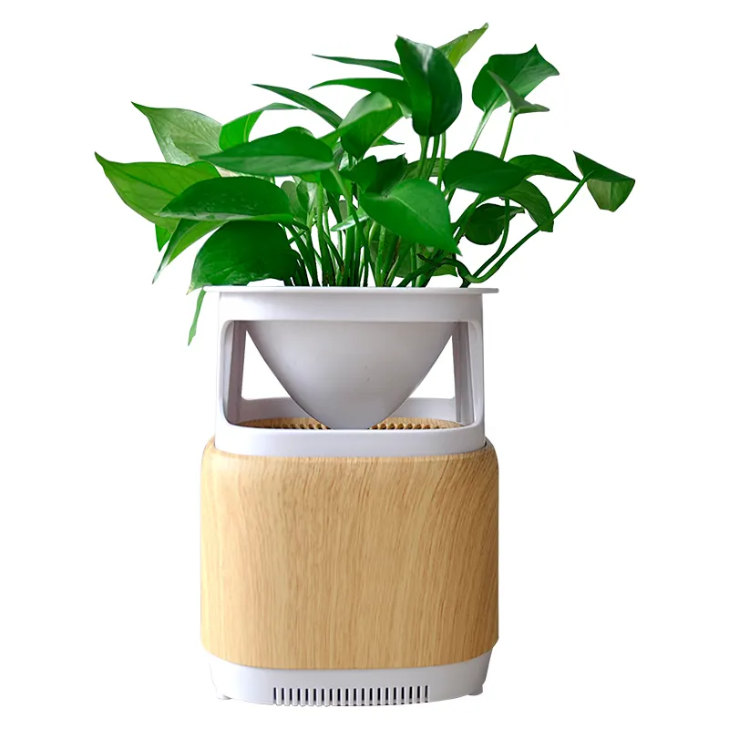 Creative Design Plant Stand Cultivation Wood Grain Texture UV Desktop Air Purifier With Negative Ion