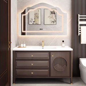 New Chinese style painted ceramic integrated basin bathroom cabinet floor-standing toilet side cabinet - Product Image 6
