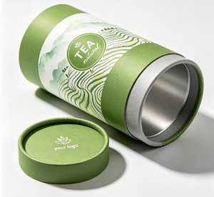 Custom Tea Packaging Paper Tube with Green Design Eco-Friendly Aluminum Foil Lined Cylinder Box for Beverage Storage - Product Image 2
