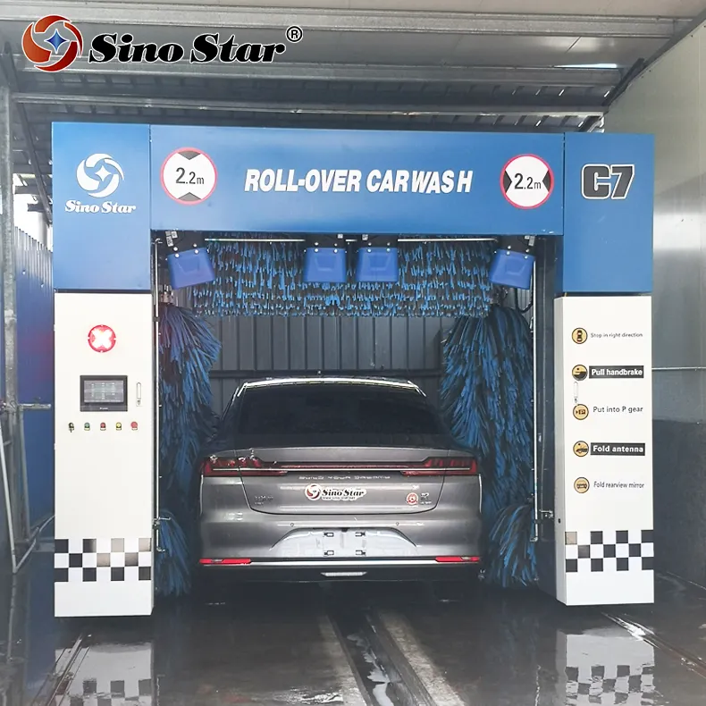 C7 Rollover Car Wash Machine Auto Car Wash Equipment with fully automatic dryer system with Stainless Steel Material