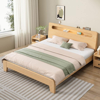Lit superposé moderne en bois massif de pin américain avec panneau de rangement et tête de lit pliable, taille double pour garçons et filles - Taille du matelas 47" L x 86" P