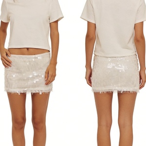 Minigonna da donna con paillettes a goccia - <span class=keywords><strong>Gonna</strong></span> da festa a <span class=keywords><strong>vita</strong></span> <span class=keywords><strong>bassa</strong></span> in rete trasparente Abbigliamento donna Sehe Fashion - Product Image 2