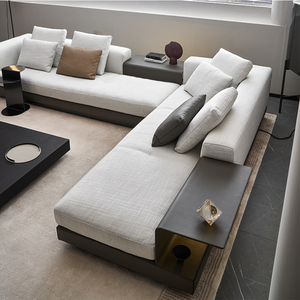 Sofás en Forma de L de Tela de <span class=keywords><strong>Lino</strong></span> para Sala de Estar Moderna, Muebles de Sala de Estar, Sofá Italiano de Lujo - Product Image 3
