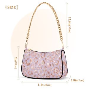 Bolso de Hombro con Correa de Cadena y Estampado de Leopardo, Bolso Bandolera de Poliéster con Cierre de Cremallera para Mujer - Product Image 3