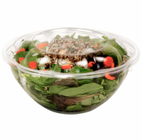 Bol à salade en PET transparent |   Conteneur pour aliments froids de 16 oz à 48 oz |   Couvre-boîte plat/dôme, 100% recyclable, imprimable OEM, contenants en plastique pour aliments