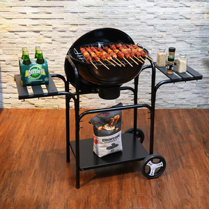 22-Inch Portable Grill With <b>Trolley</b> Multifunctional Windproof Charcoal <b>BBQ</b> Cart For Outdoor Cooking - Product Image 2