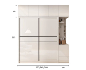 推拉门家用实木衣柜卧室现代简单爆裂白色两三门简单组装 - Product Image 6