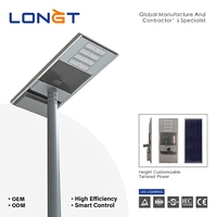 Lampe solaire LED tout-en-un LONGT 30W/40W/60W IP65 en alliage d'aluminium avec panneau solaire monocristallin pour usage routier, garantie 3 ans
