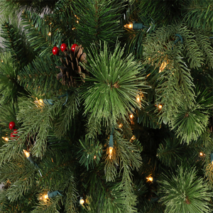 Nova Árvore de Natal Luxuosa de 7 Pés com Frutos Vermelhos e Luzes LED Alimentadas por DC da Trendy Tree - Product Image 3