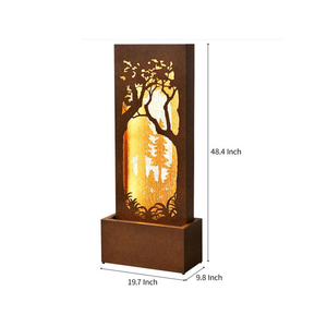 Beautiful Corten Steel Outdoor Waterfall Fountain LED Light Garden Decorative Metal Water Feature for Home - Product Image 1