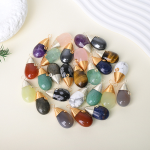 Vente en gros de pendentifs en pierres précieuses naturelles, collier en cristal de quartz rose pour femmes, cadeau - Product Image 1