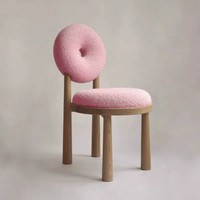 Chaise de salle à manger en bois et laine d'agneau, design moderne, assise moelleuse, pour salon et hôtel, par DISHI Home Furniture