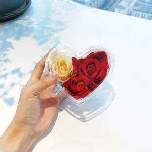 Yageli nuevo estilo de diseño personalizado de alta calidad transparente en forma de corazón de acrílico Rosa caja