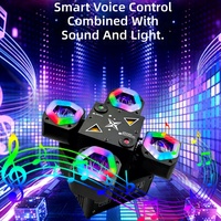 Mini projecteur de scène à 4 bras mobiles 80W, faisceau laser RGBW, bande lumineuse stroboscopique rouge vert, activé par le son, DMX512, pour KTV, bar, discothèque, fête