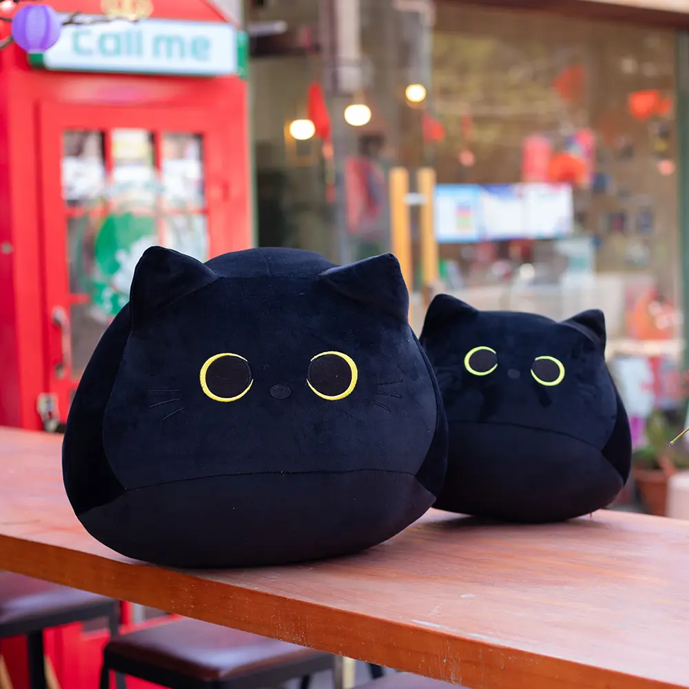 Lovey Black Cat Plush Pillow Toys Cushion Soft Stuffed Kawaii Animal Toy Plushie For Kid's or Girl's Gift